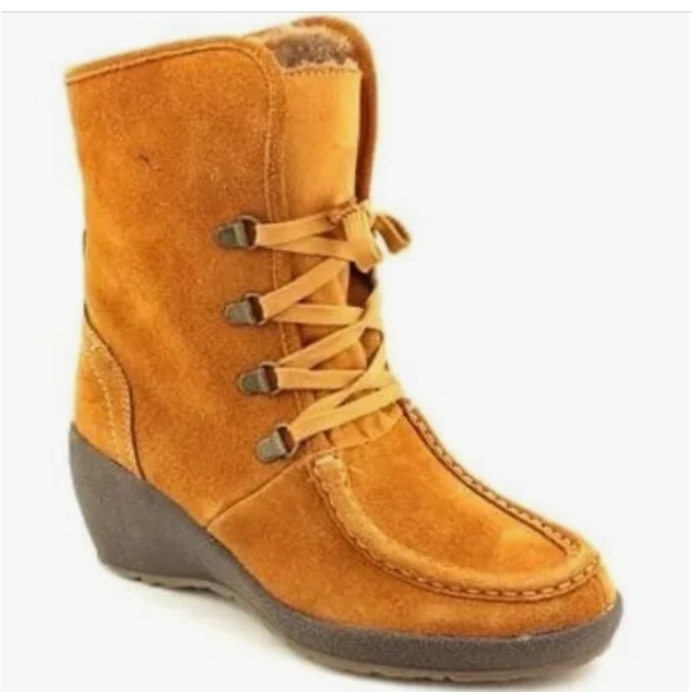 ISO Isotoner Vanessa Wedge Suede Brown Boots Shoes Brown Size: 9.5